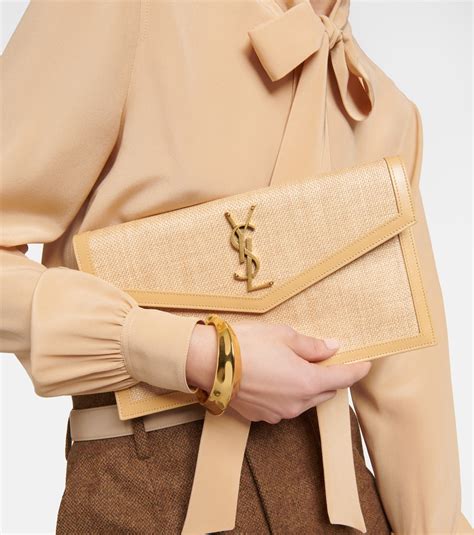 ysl raffia clutch.